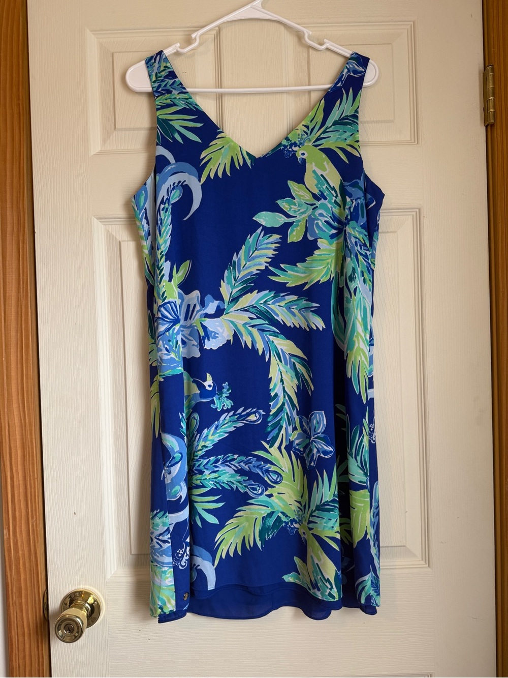 Lilly Pulitzer Florin Reversible Blue Tropical Print V-Neck Women's Dress